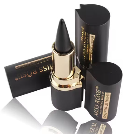 Black and gold cosmetic product with 'Miss Rose' branding on a white background
