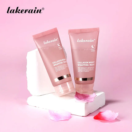 Tube of Lakme Turmeric Night Wrapping Mask with a sample on a white background