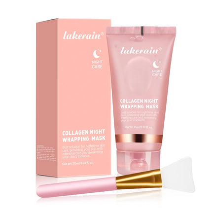 Lakerain Collagen Night Wrapping Mask with packaging and applicator on a white background