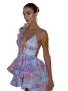 Woman wearing a floral dress on a transparent background