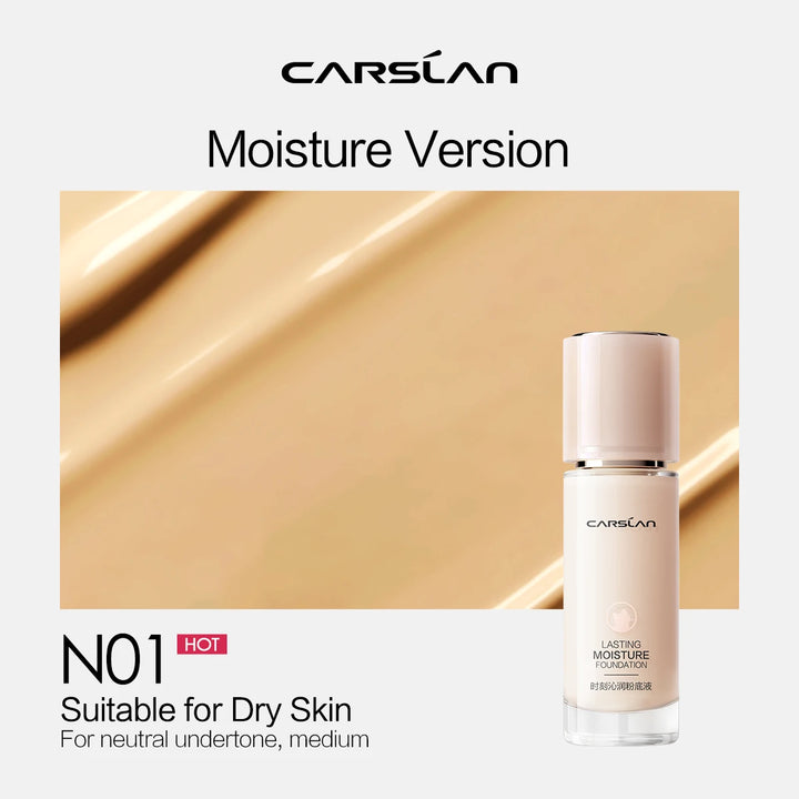 Carolan moisture version foundation bottle with beige background