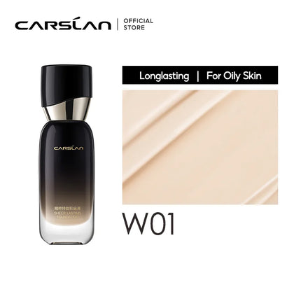 Carstan makeup product with a swatch of beige color on a white background