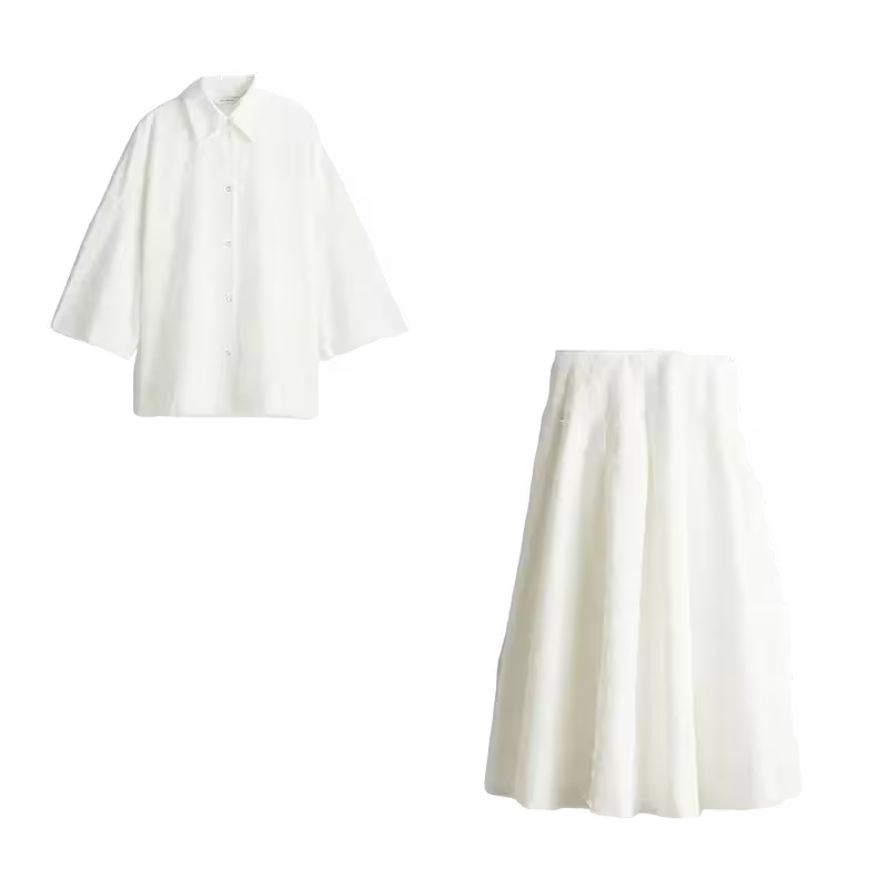 White shirt and white skirt on a transparent background