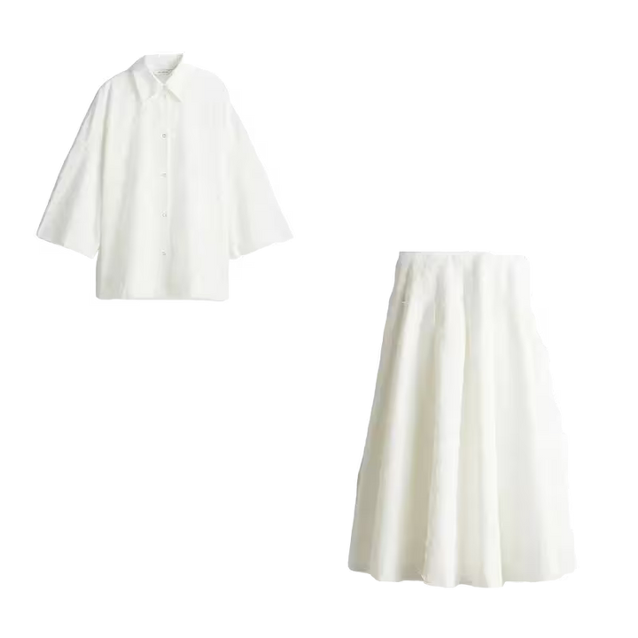 White shirt and white skirt on a transparent background