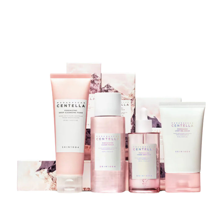 Set of Centella Skintox skincare products on a white background