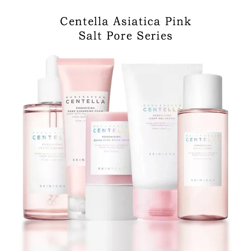 Centella Asiatica Pink Salt Pore Series skincare products on a white background