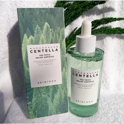 Madagascar Centella relief ampoule bottle and packaging on a white background