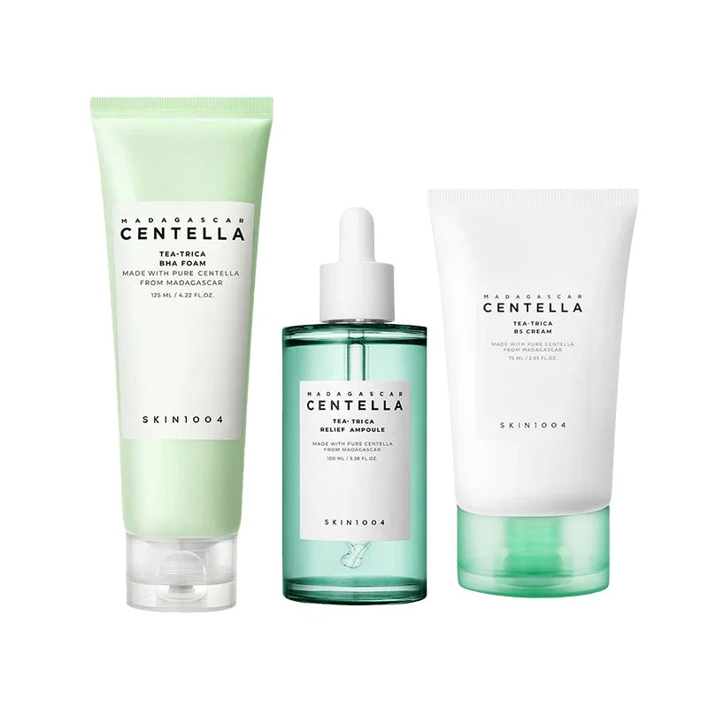 Three skincare products from SKIN1004 on a white background