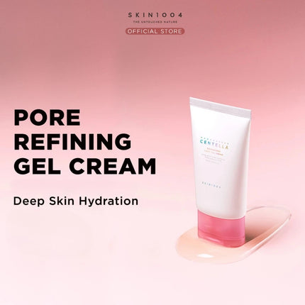 Pore refining gel cream tube with pink base on a pink background, featuring the Skin1004 brand.