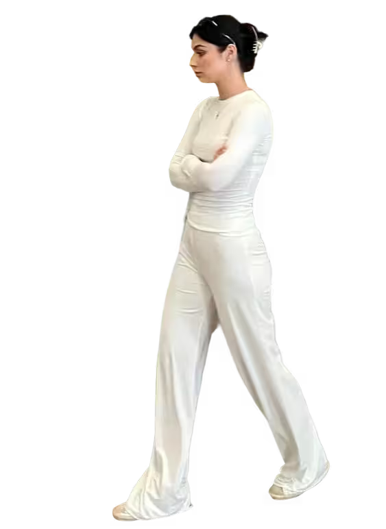 Person wearing a white outfit on a transparent background