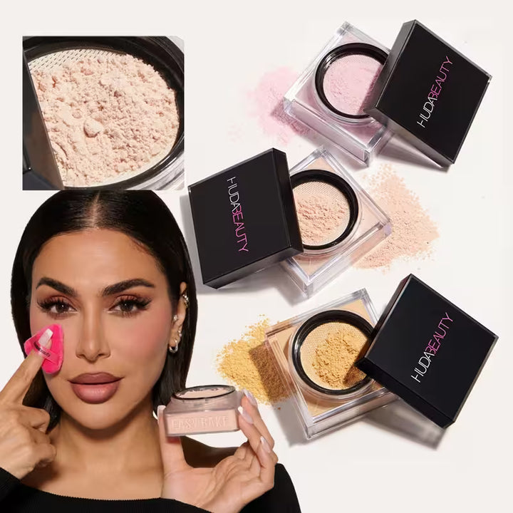 Huda Beauty Loose Baking Setting Powder – Long-Lasting Oil Control, Natural Matte Finish, Waterproof, Brightening Face Powder for All Skin Types, Travel-Friendly