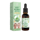 Anti-aging serum bottle and packaging on a white background