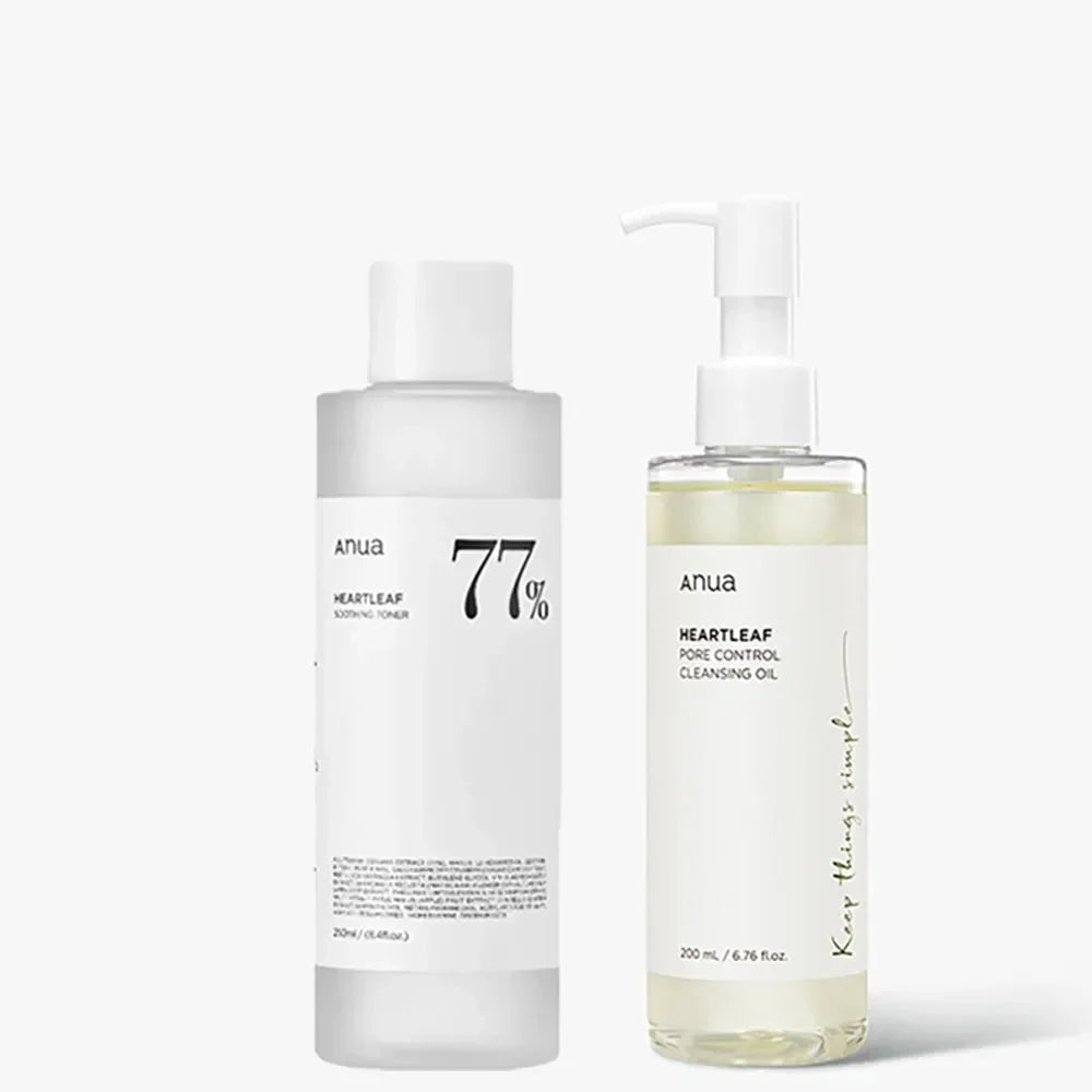 Two skincare products from the brand 'anua' on a white background