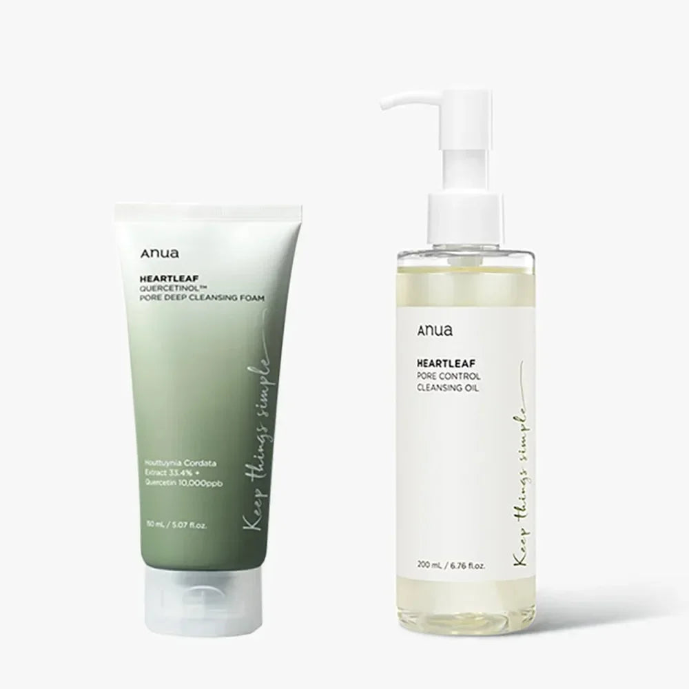 Two skincare products from the brand 'Anua' on a white background