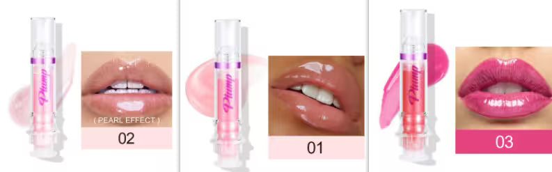 Lip gloss with pearl effect on a white background