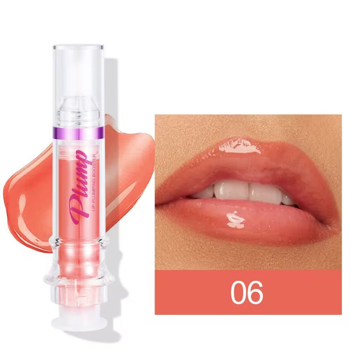 Lip gloss with a close-up of lips wearing the color, labeled '06'.