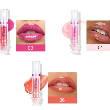 Lip gloss with color swatches on a white background