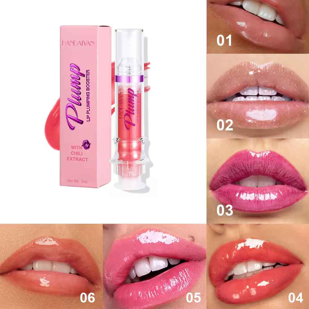 Lip plumping booster with packaging and application on lips