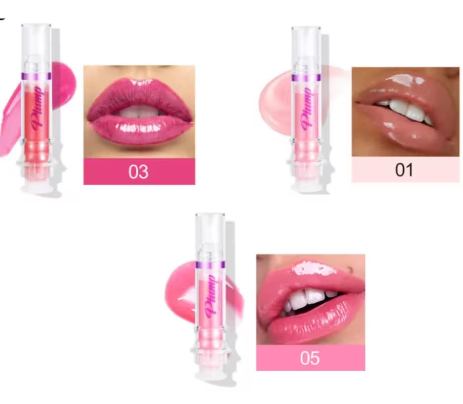 Lip gloss with application examples on lips