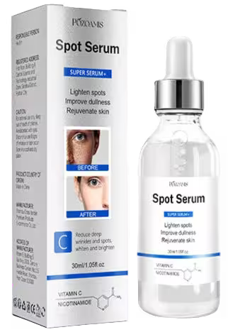 Pozoamis Spot Serum packaging and bottle on a white background