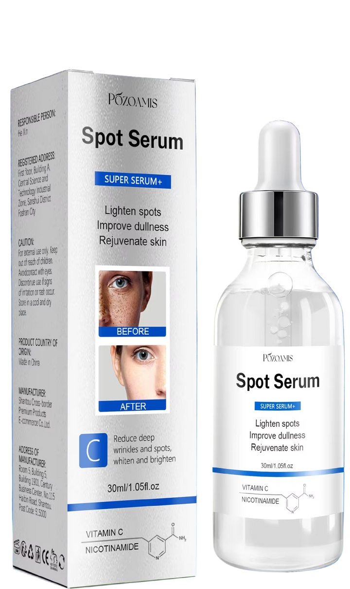 Pazamis Spot Serum packaging and bottle on a white background
