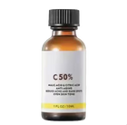 Bottle of skincare serum with label on a white background