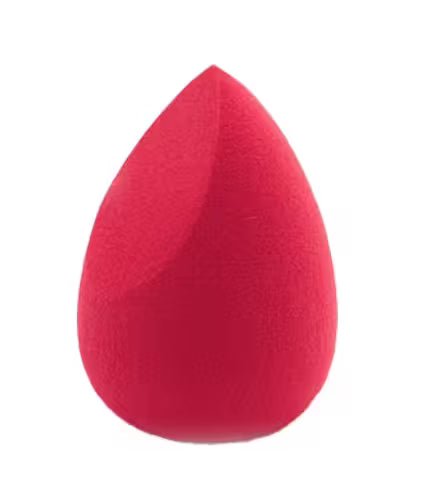 Red makeup sponge on a white background