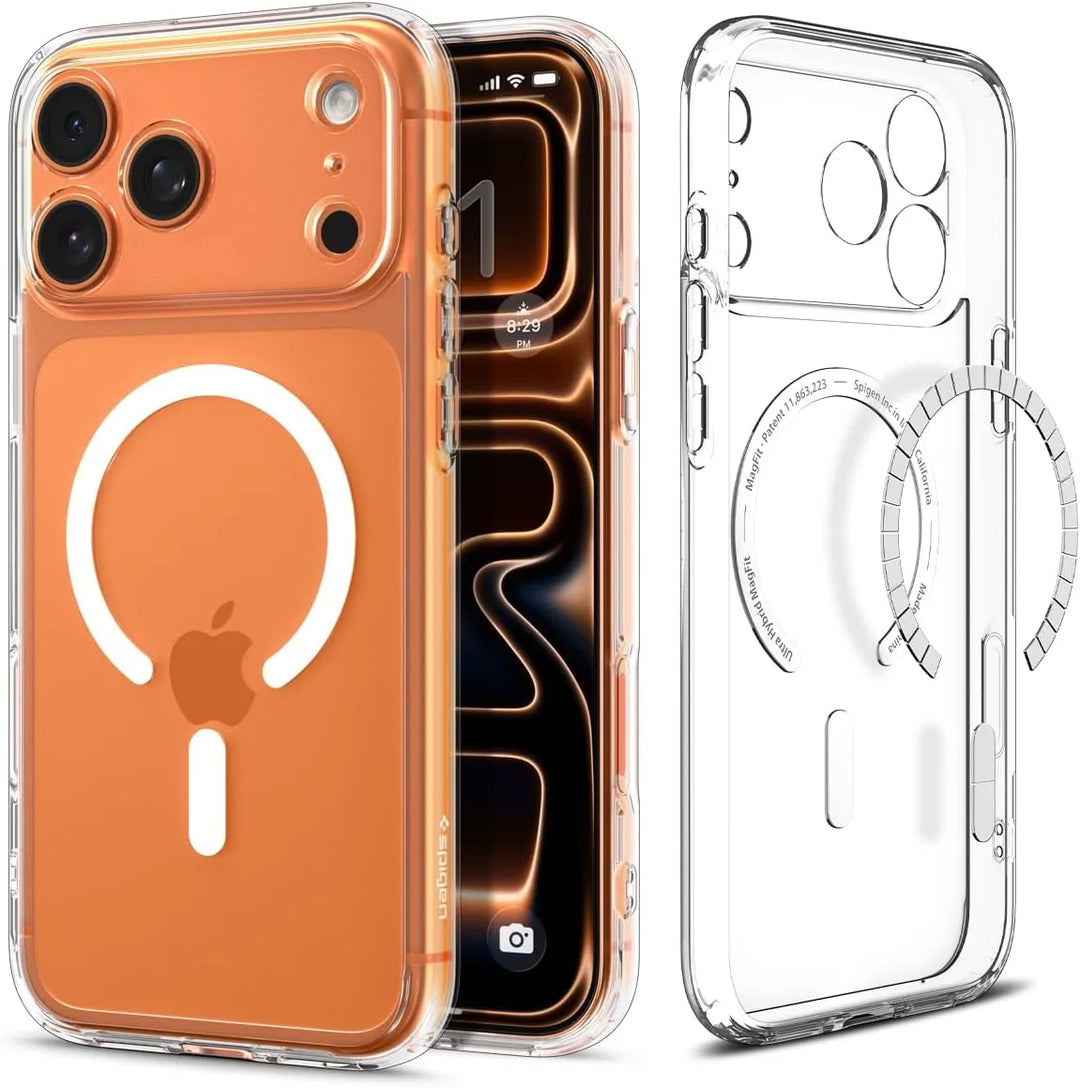 Phone case with Apple logo on an orange background