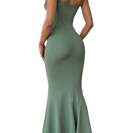 Green dress with thin straps on a transparent background
