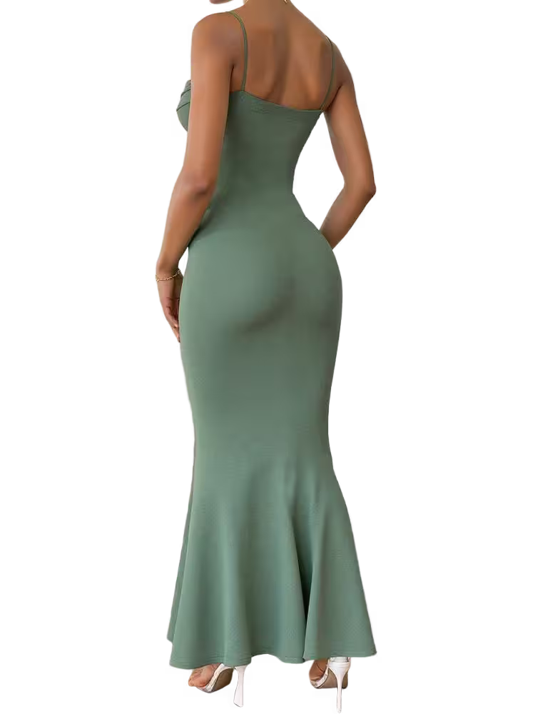 Green dress with thin straps on a transparent background