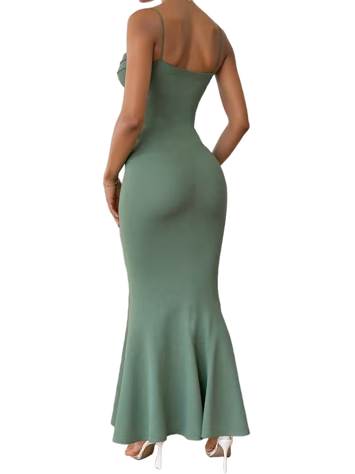 Green dress with thin straps on a transparent background
