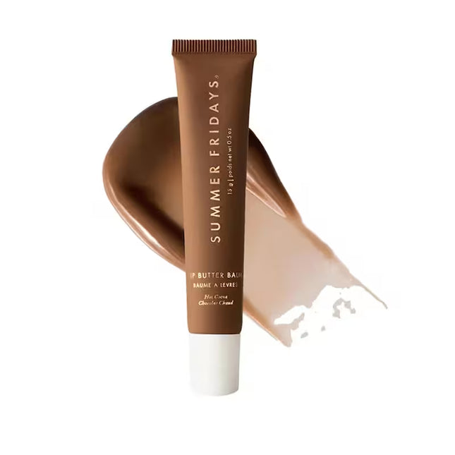 Brown lip balm tube with 'Summer Fridays' branding on a white background