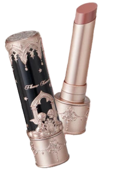 Lipstick with a close-up of lips and product packaging on a black background