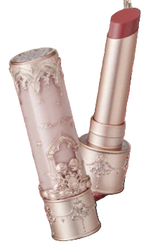 Decorative lipstick with intricate design on a pink background