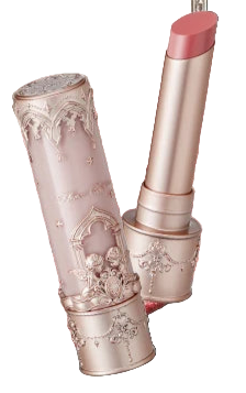 Lipstick with a close-up of lips and product packaging on a black background
