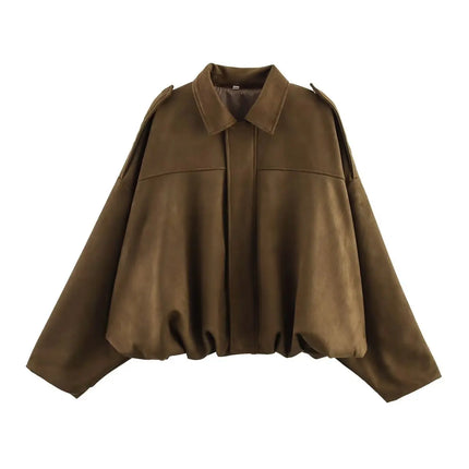 Brown leather jacket on a white background